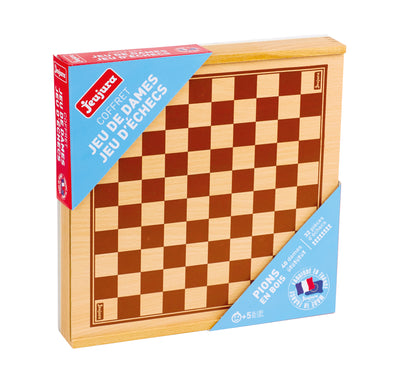 Jeux de dames et d'échecs avec coffret en bois
